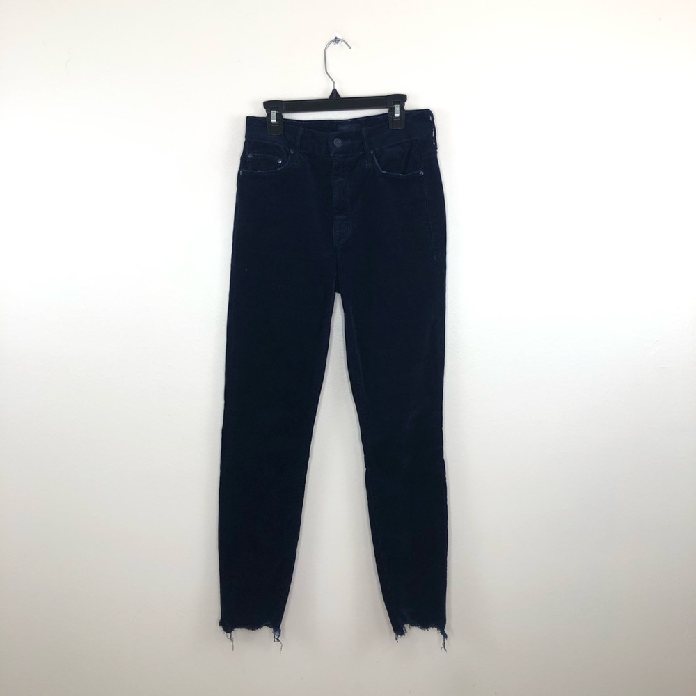 Mother high waisted looker ankle chew hopscotch blue corduroy size 25 - Picture 1 of 15